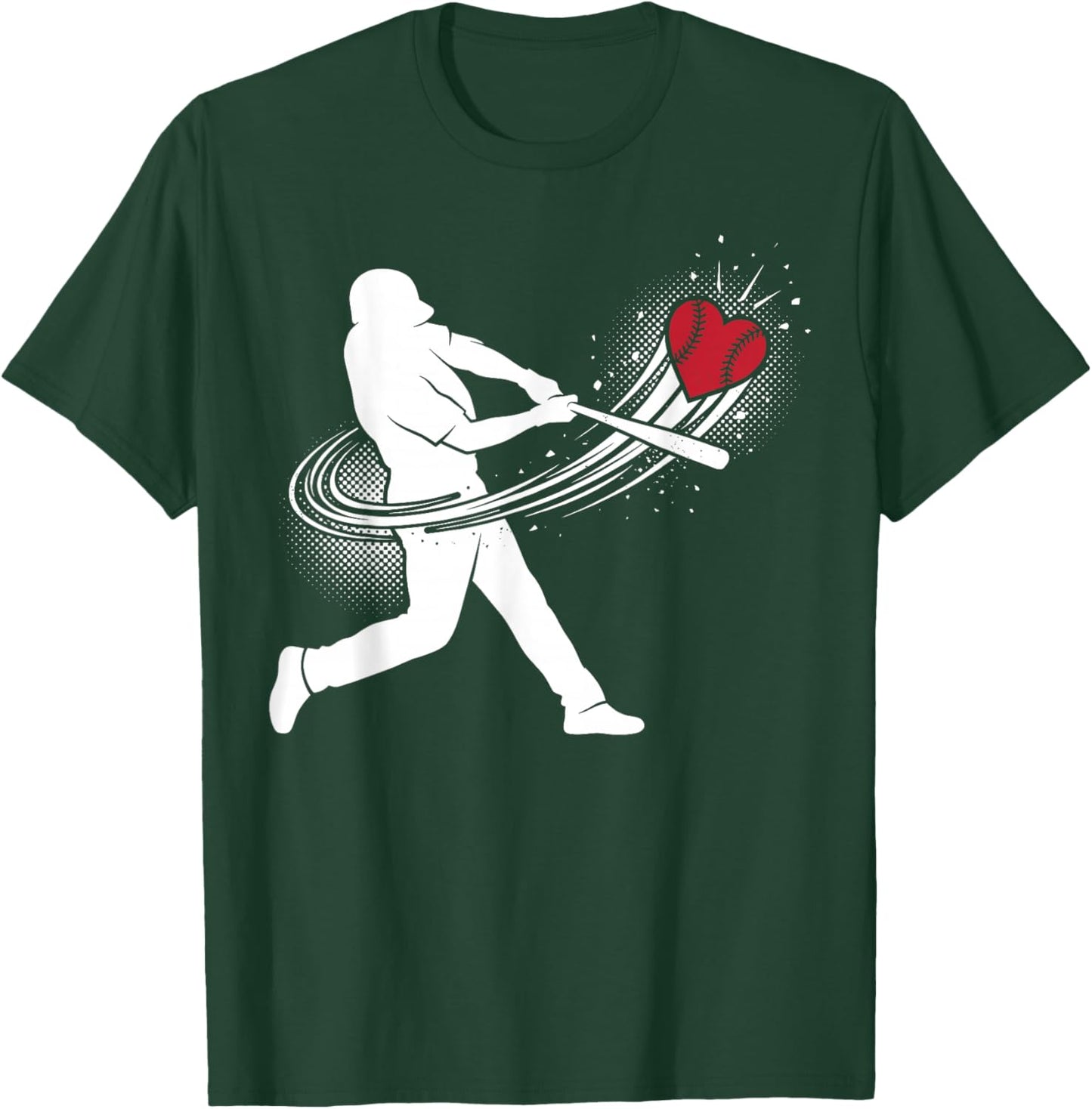 Valentines Day Baseball Batter Silhouette Heart T-Shirt - T-Shirt | Forest