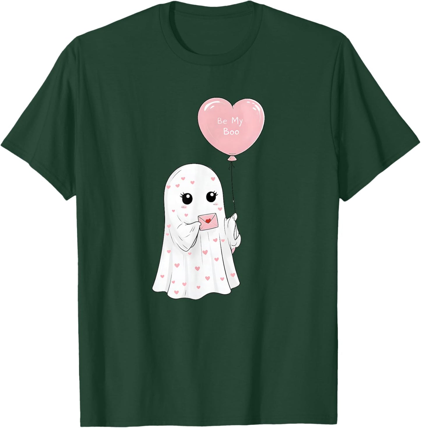 Cute Valentine Ghost Be My Boo Heart Balloon T-Shirt - T-Shirt | Forest