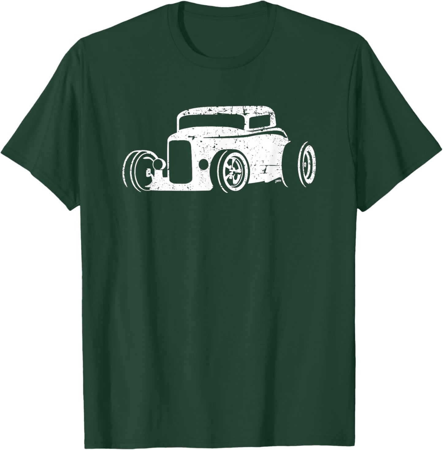 Thirties Style Hotrod Car Silhouette Distressed Design T-Shirt - T-Shirt | Forest
