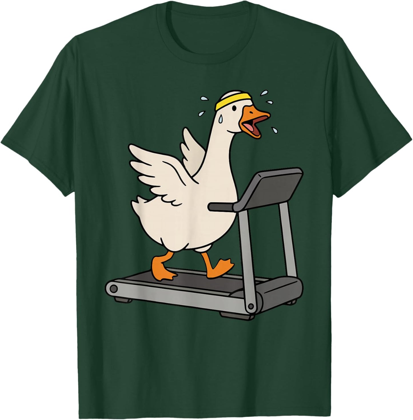 Funny Silly Goose Treadmill Workout Gym Cardio Fitness Humor T-Shirt - T-Shirt | Forest
