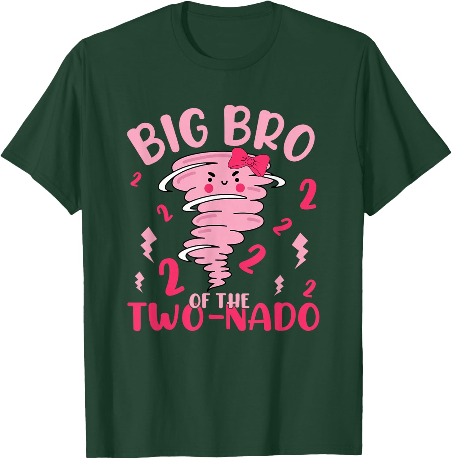 Big Bro of The Two-nado Tornado Theme 2nd Birthday Party T-Shirt - T-Shirt | Forest