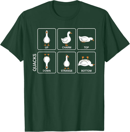 Funny Physics Pun Duck Quacks Meme Cute Goose Graphic T-Shirt - T-Shirt | Forest