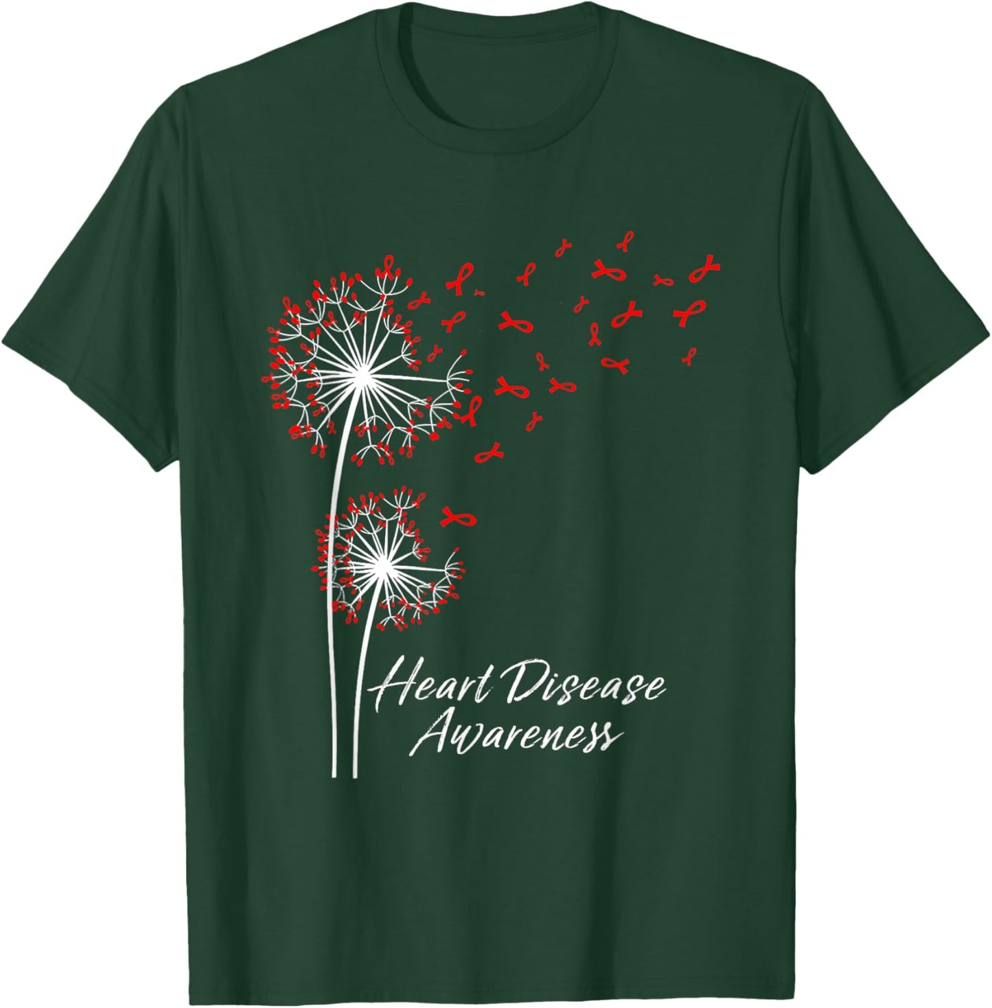 Dandelion Go Red Ribbon Heart Disease Awareness Month Women T-Shirt - T-Shirt | Forest