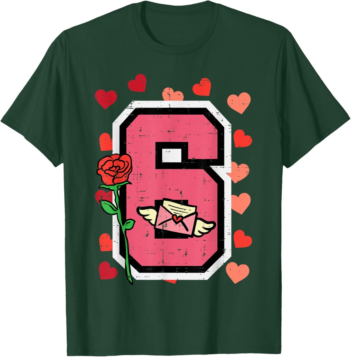 Number 6 Valentines Day 6 7 Matching Couple Kids Boys Youth T-Shirt - T-Shirt | Forest