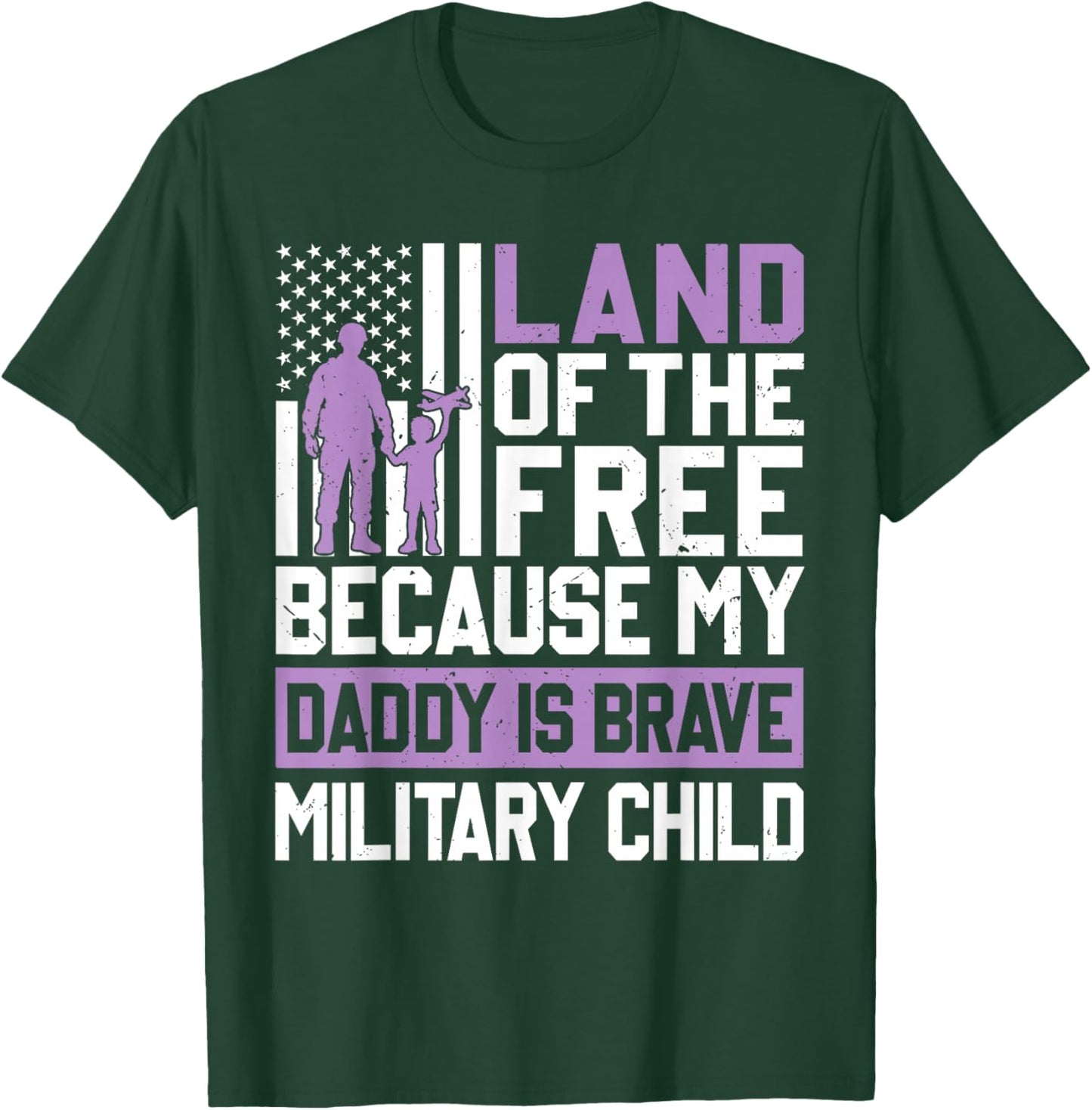 Purple Up for Military Kids USA Flag Military Child Month T-Shirt - T-Shirt | Forest