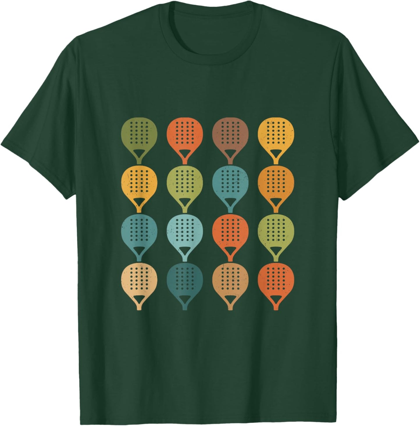 Padel Racket Pattern Retro Paddle Tennis Grid T-Shirt - T-Shirt | Forest