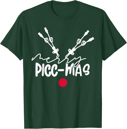 Reindeer Merry Picc-mas Christmas IV Nurse Vascular Access T-Shirt - T-Shirt | Forest