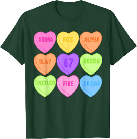 Brain Rot Valentine's - Funny 67 Valentine's Rizz, No Cap T-Shirt - T-Shirt | Forest