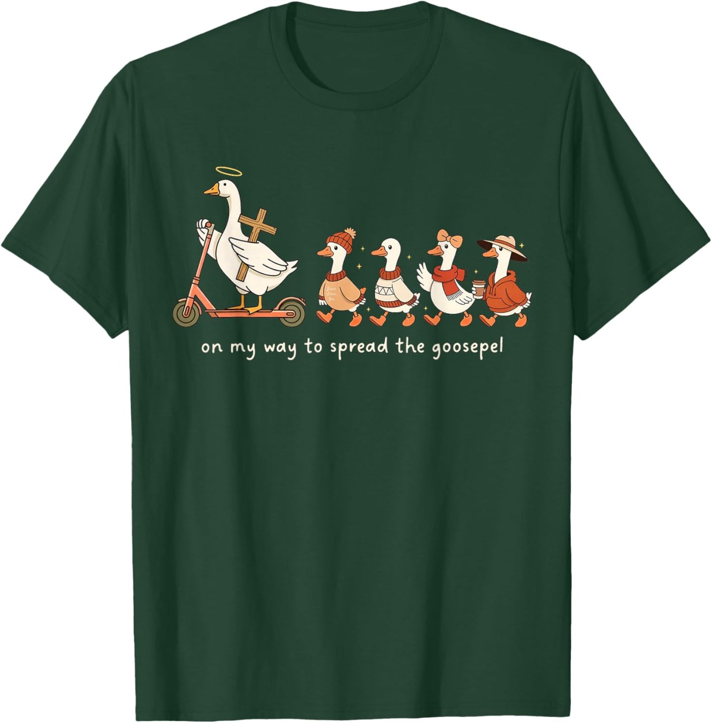 Funny Goose Fall Christian On My Way to Spread Goosepel T-Shirt - T-Shirt | Forest