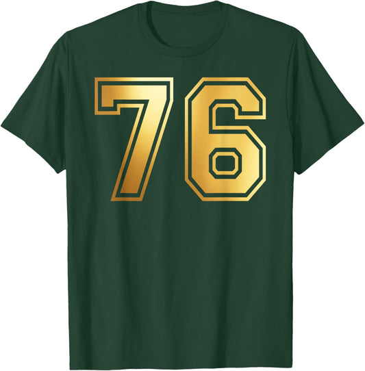 76 Number Seventy-Six Team Sports Graphic Varsity Matching T-Shirt - T-Shirt | Forest