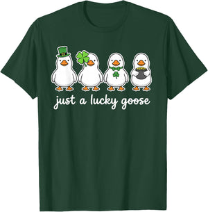 St Patricks Day Goose Outfit, Funny Just A Lucky Goose T-Shirt - T-Shirt | Forest
