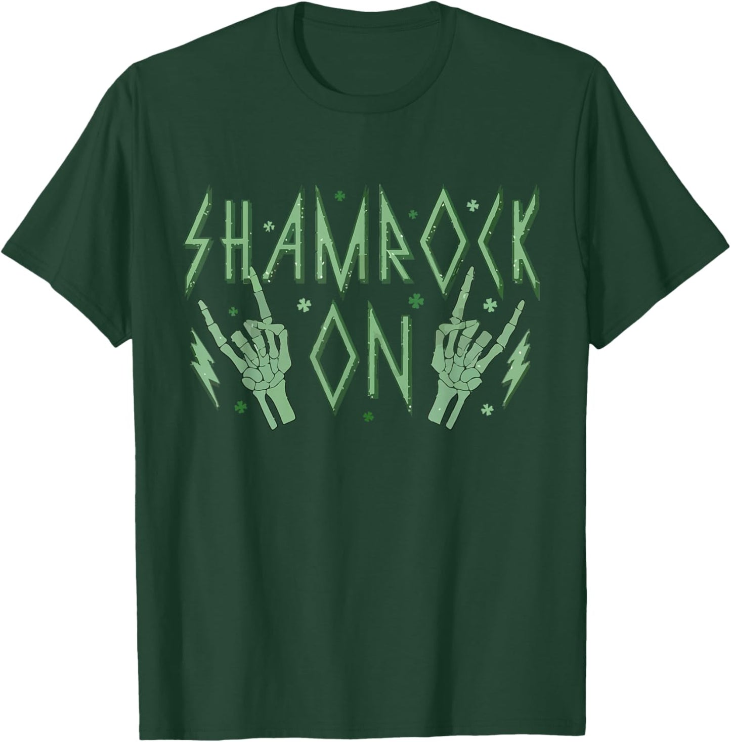 St Patricks Day Skeleton Hand Rock Pocket Saint Pattys Gifts T-Shirt - T-Shirt | Forest