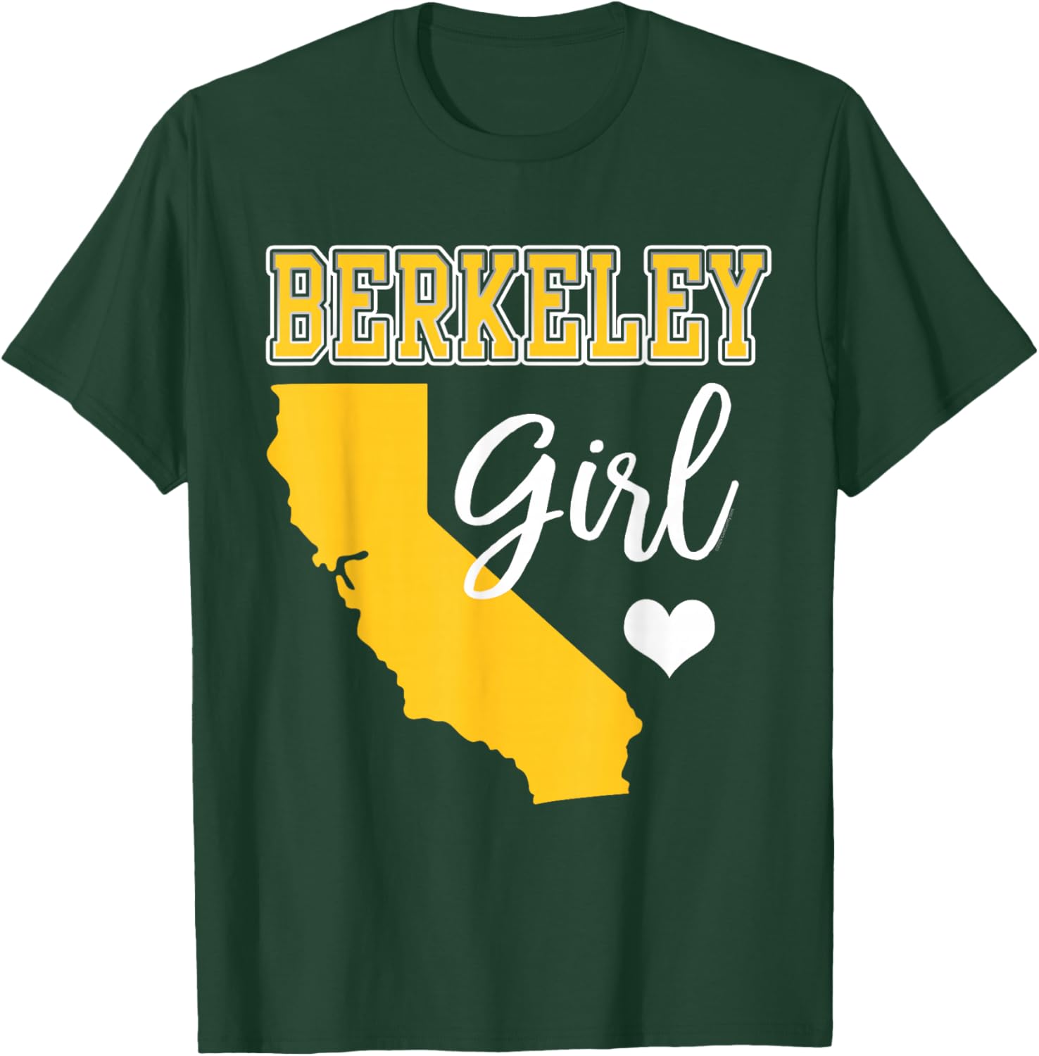 California Berkeley Girl Heart Shape Souvenir Gift T-Shirt - T-Shirt | Forest