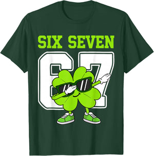 Boys St Patricks Day Dabbing Shamrock Clover 67 Six Seven T-Shirt - T-Shirt | Forest
