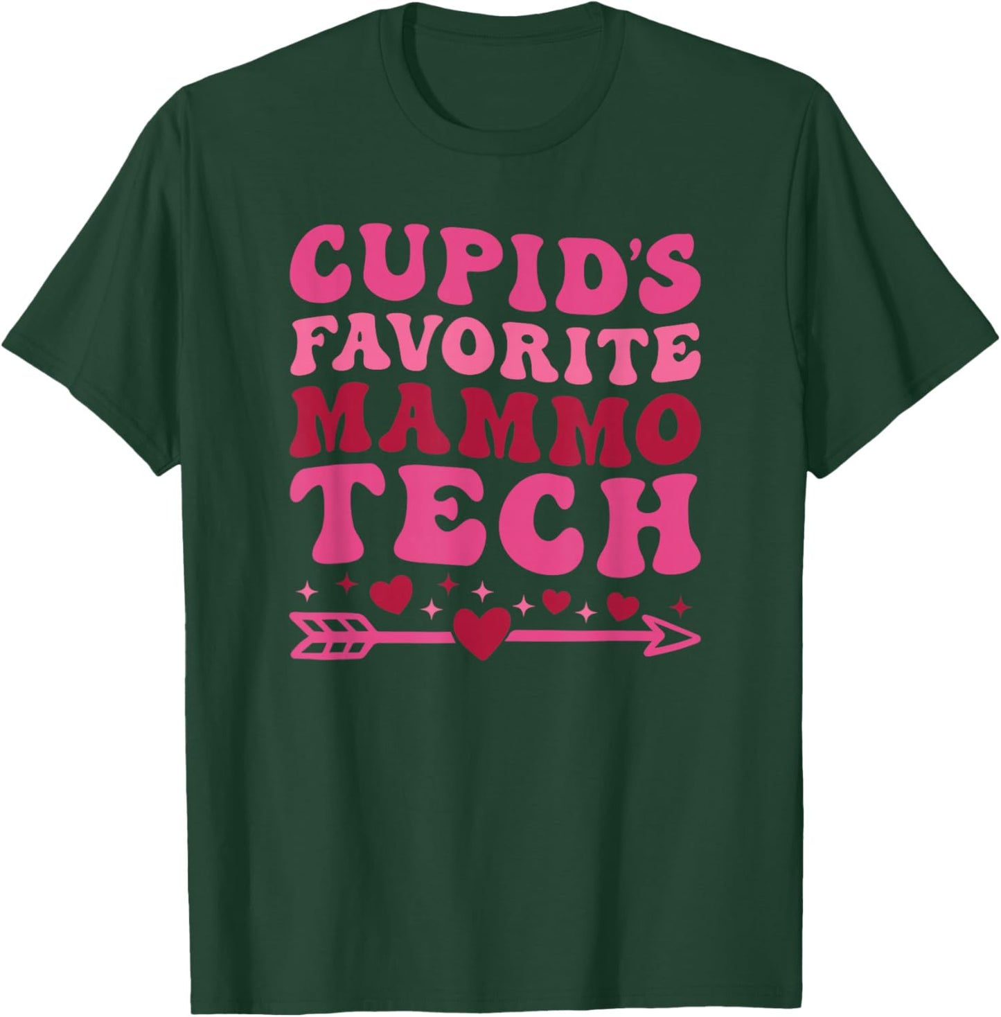 Mammo Tech Valentine's Day Mammography Technologist Retro T-Shirt - T-Shirt | Forest