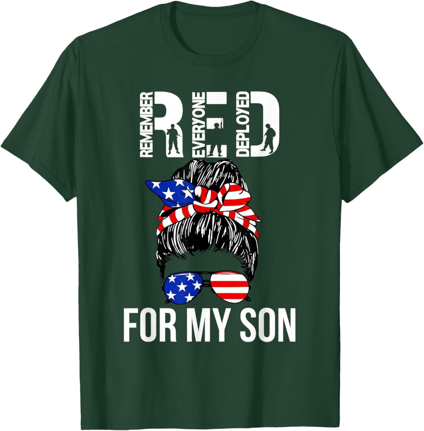 Military American Flag RED Remember Everyone Deployed T-Shirt - T-Shirt | Forest