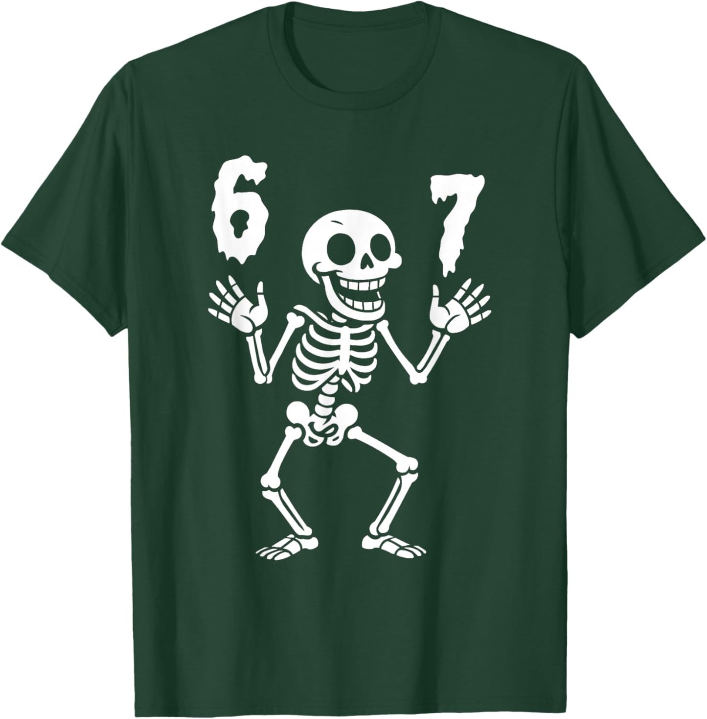 Funny Six Seven Skeleton Halloween 6 7 Meme T-Shirt - T-Shirt | Forest