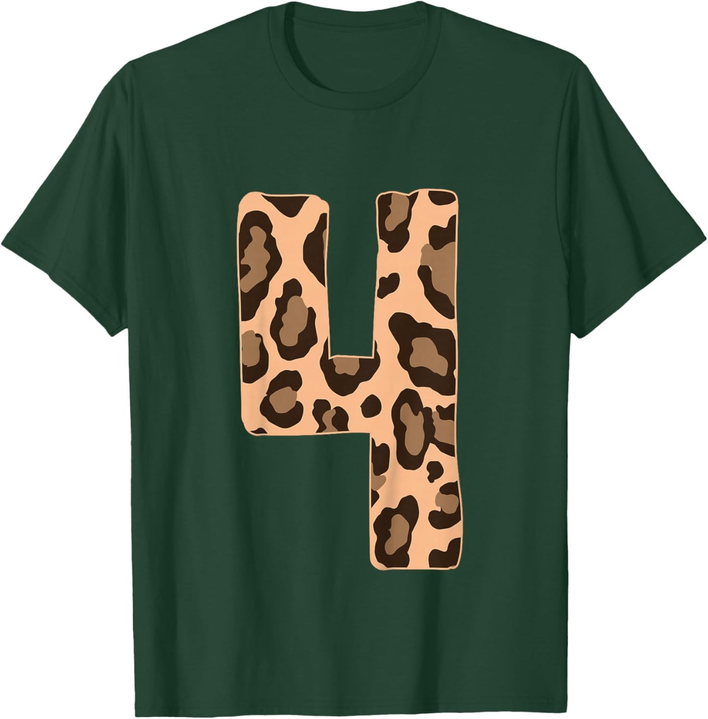 Cheetah Kids 4 Year Old Girl Cheetah Print 4th Birthday T-Shirt - T-Shirt | Forest