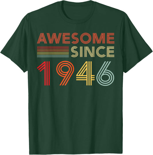Awesome 80 Birthday Decorations Men 80yr 1946 80th Birthday T-Shirt - T-Shirt | Forest