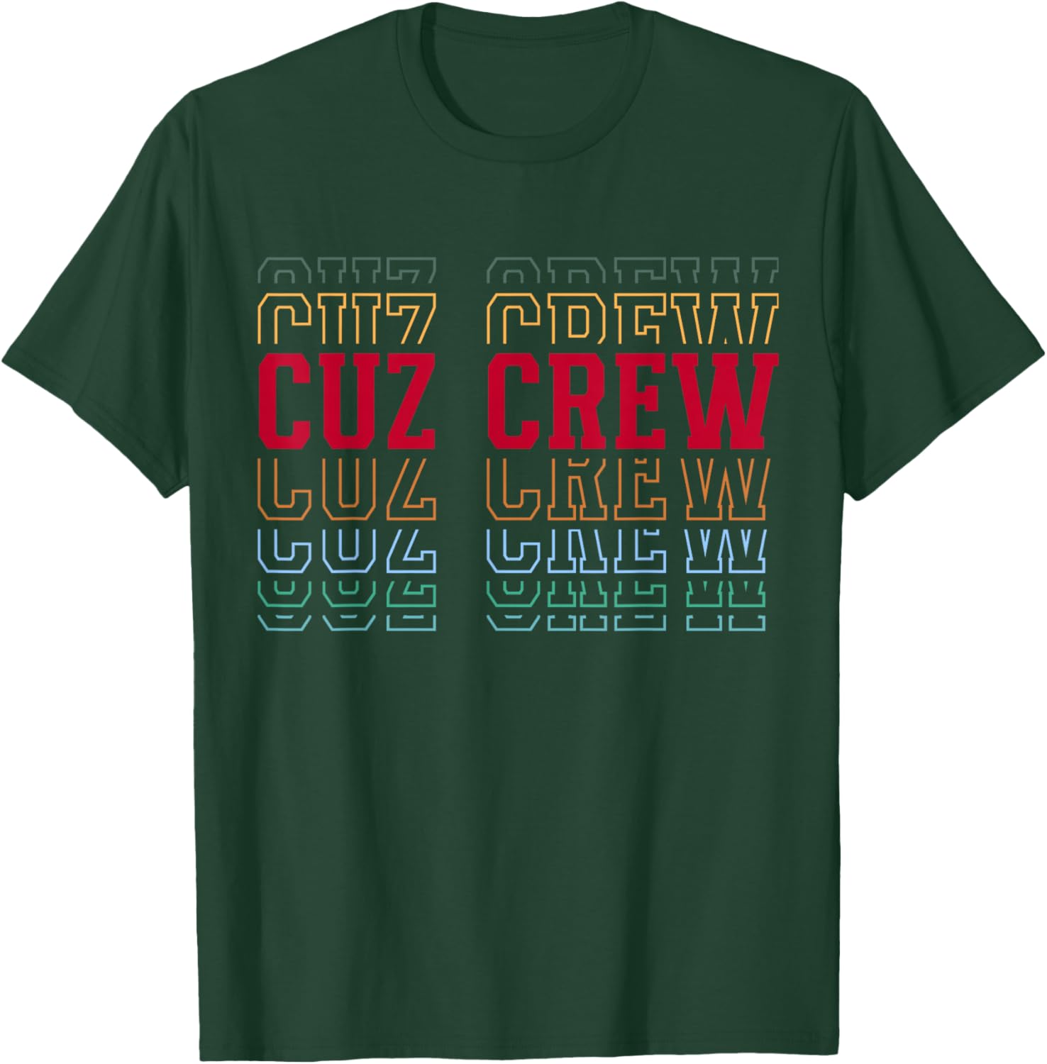 Cuz Crew Funny Athletic Lettering Siblings Cousin T-Shirt - T-Shirt | Forest
