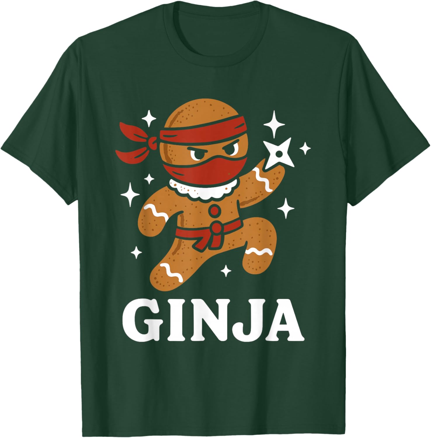 Ginjas Gingerbread Ninja Funny Christmas Cookie Boys T-Shirt - T-Shirt | Forest