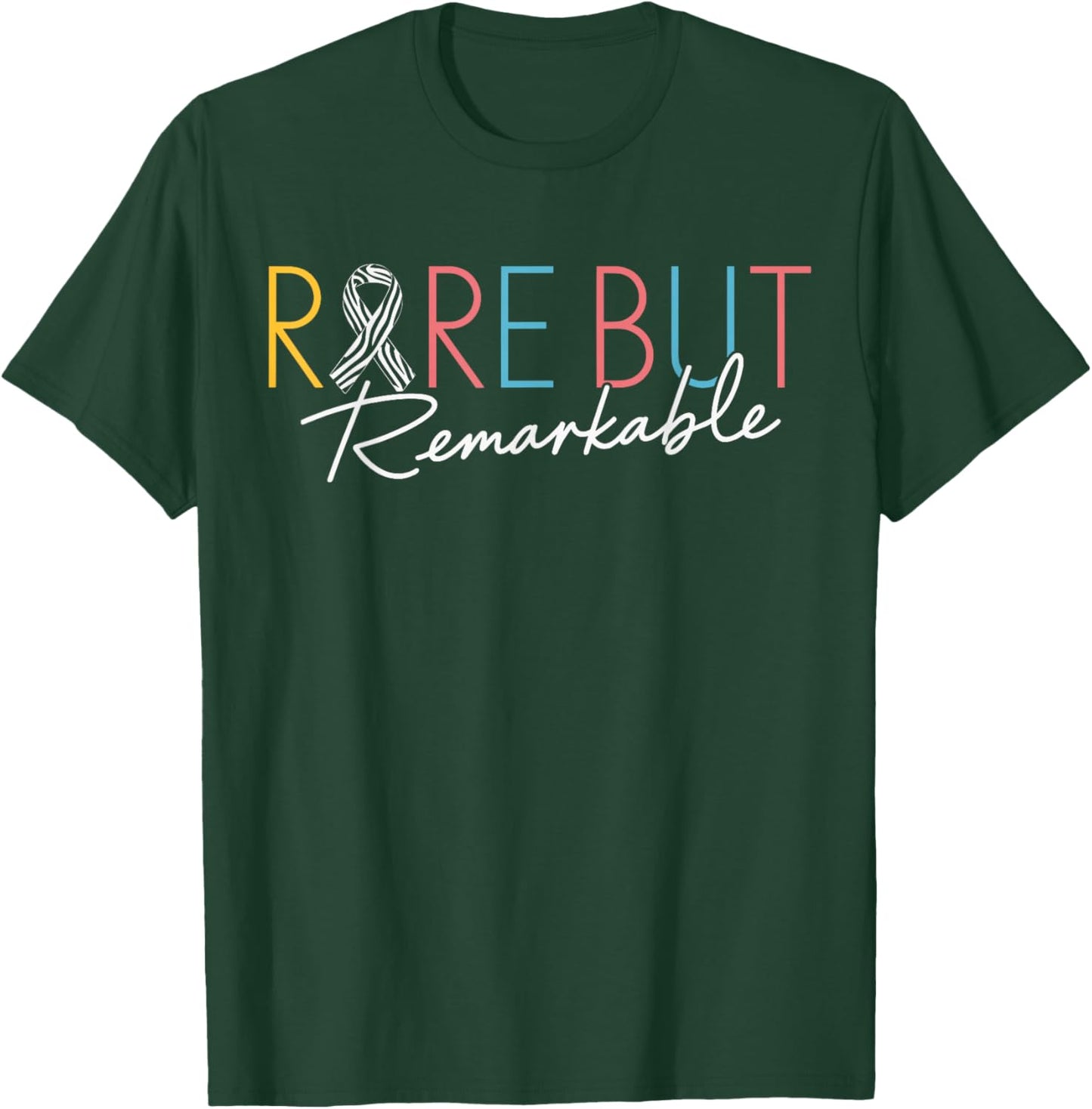 Rare But Remarkable Zebra Ribbon Rare Disease Awareness Day T-Shirt - T-Shirt | Forest