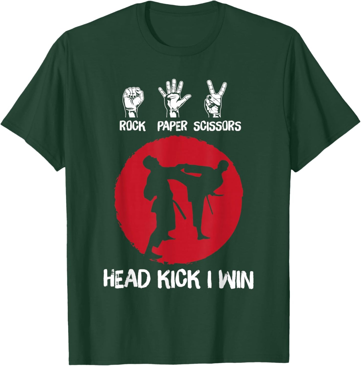 Rock Paper Scissors Head Kick I Win Funny Karate Taekwondo T-Shirt - T-Shirt | Forest