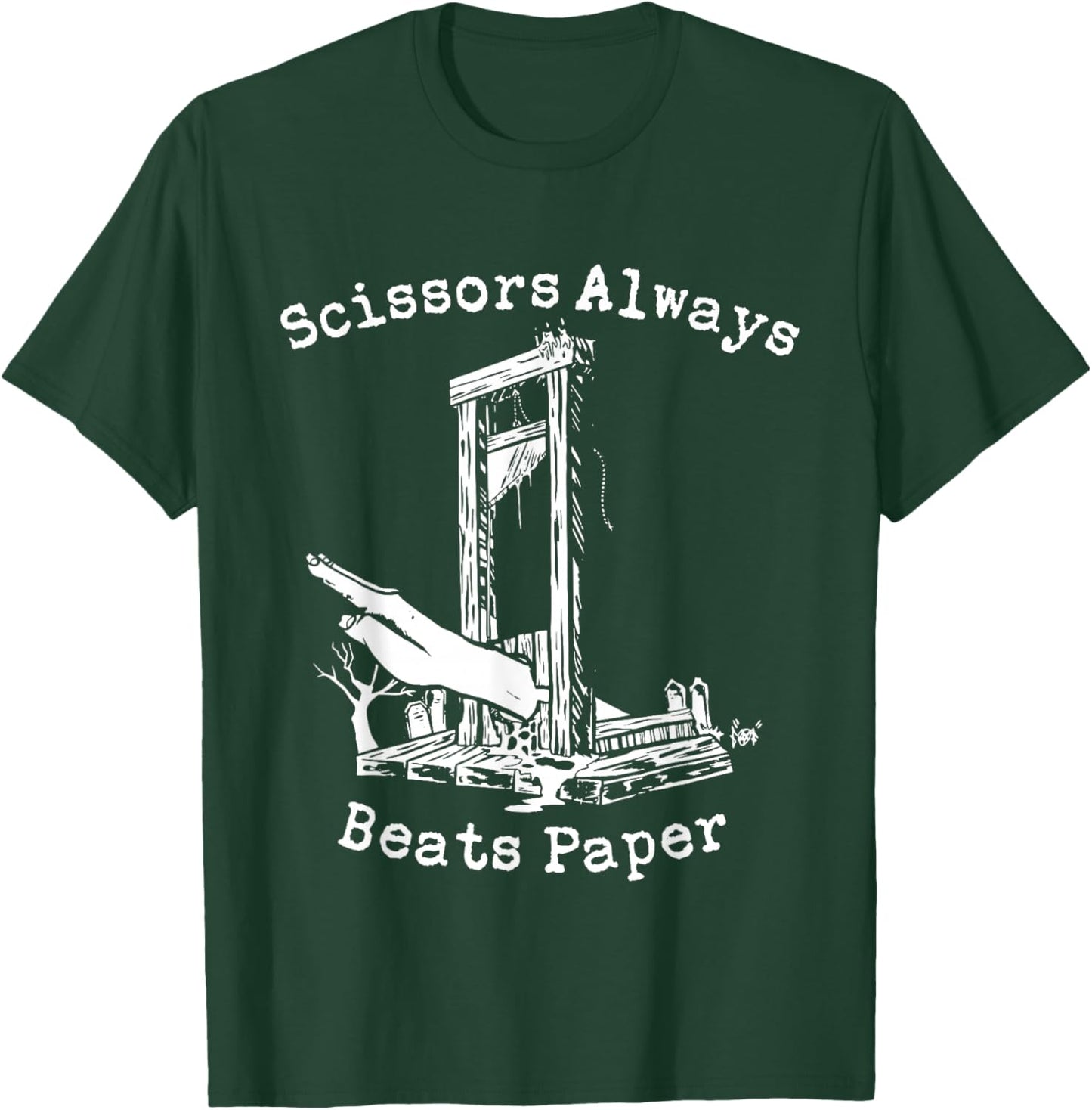 Scissors Always Beats Paper - Game Goth Culture Guillotine T-Shirt - T-Shirt | Forest