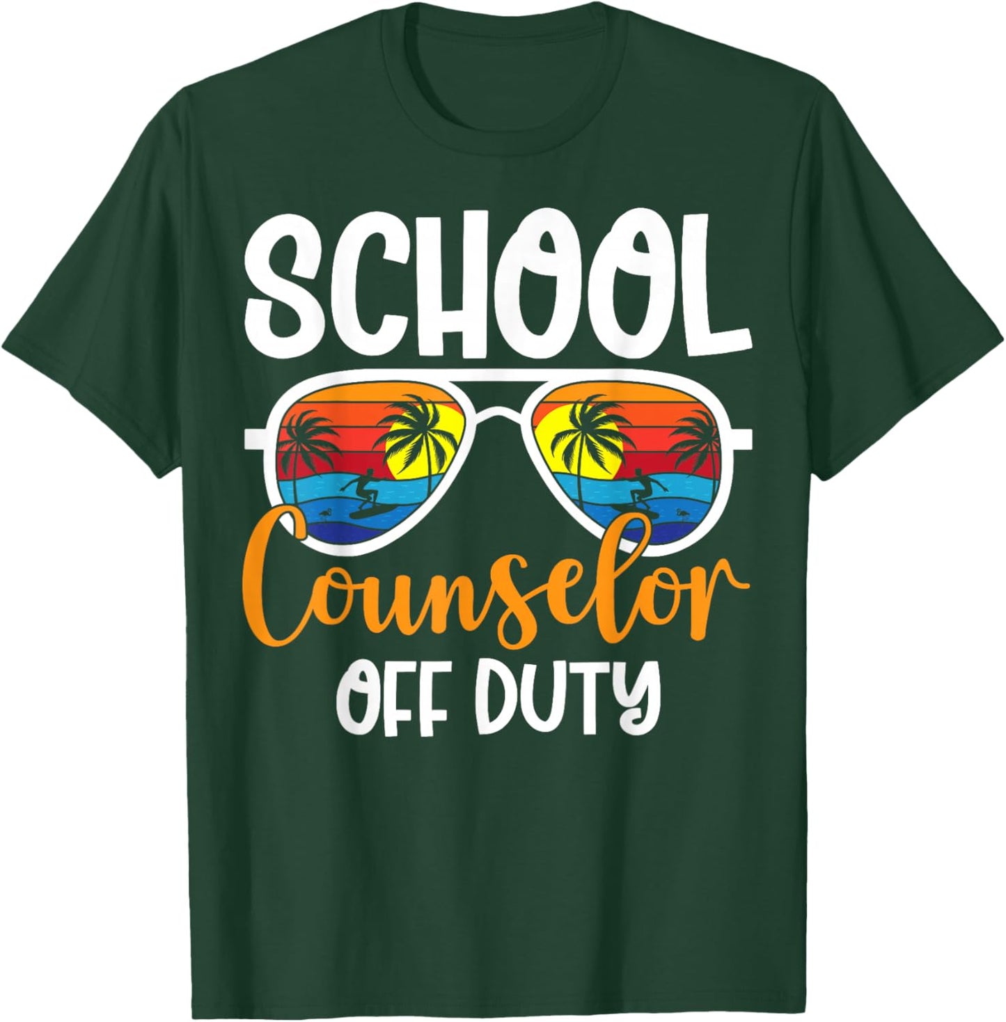 School Counselor Off Duty - Retro Summer Vacation T-Shirt - T-Shirt | Forest