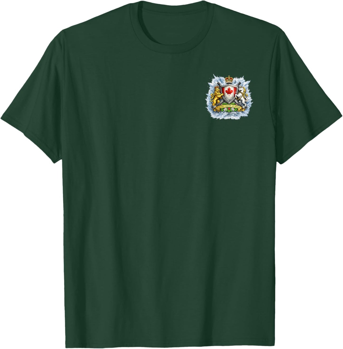 Canadian Ice Hockey Player with Flag Snow Burst T-Shirt - T-Shirt | Forest