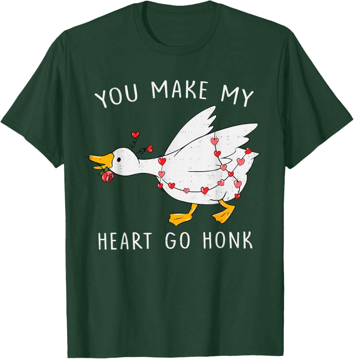 Go Honk Goose Heart Funny Valentines Day Couple Men Women T-Shirt - T-Shirt | Forest