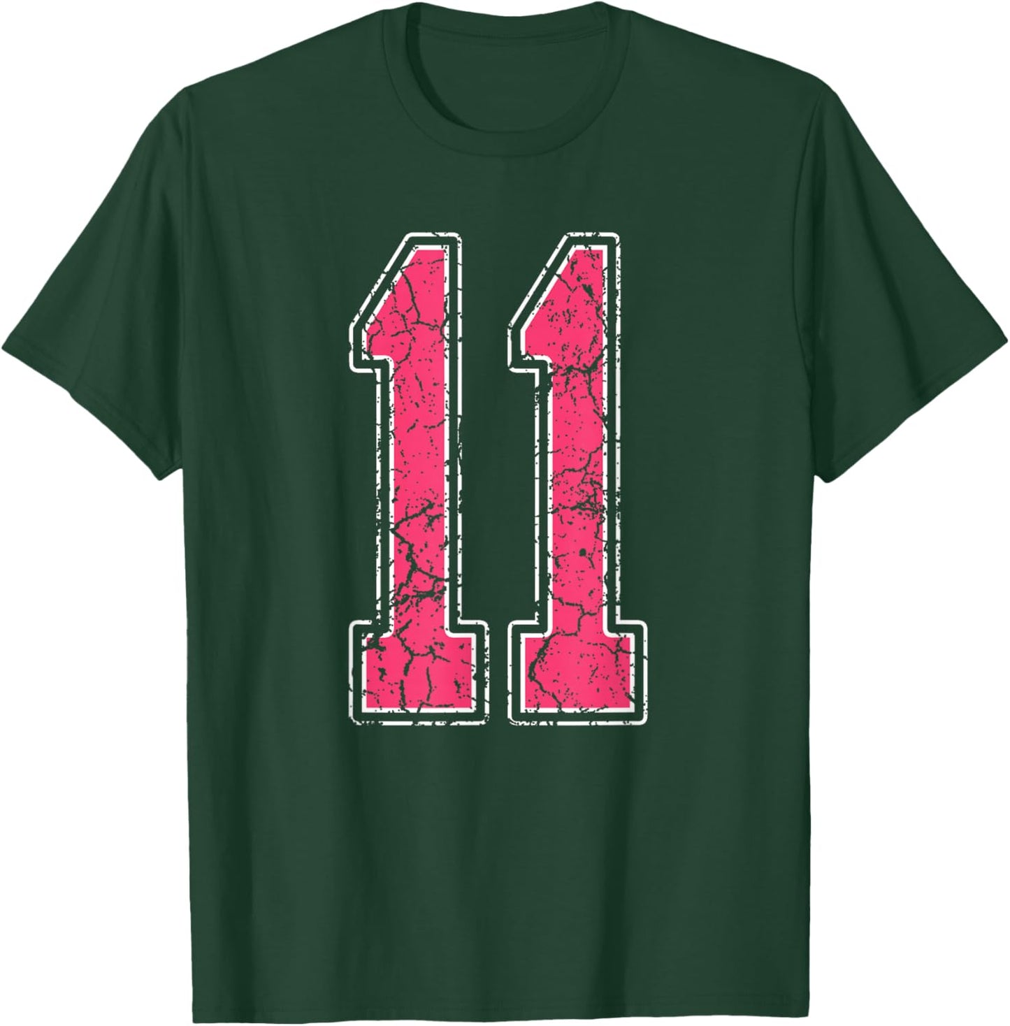 Grunge Pink and White Number 11 Jersey Player Uniform #11 T-Shirt - T-Shirt | Forest