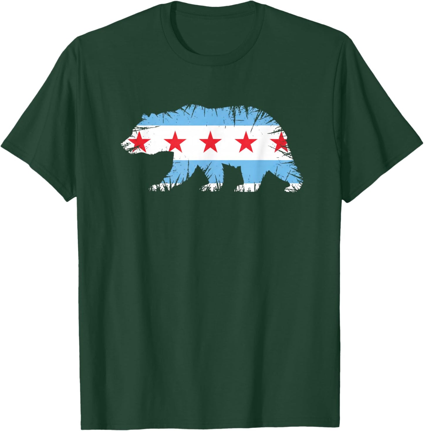 Chicago Flag Rustic City Pride Illinois Animal T-Shirt - T-Shirt | Forest