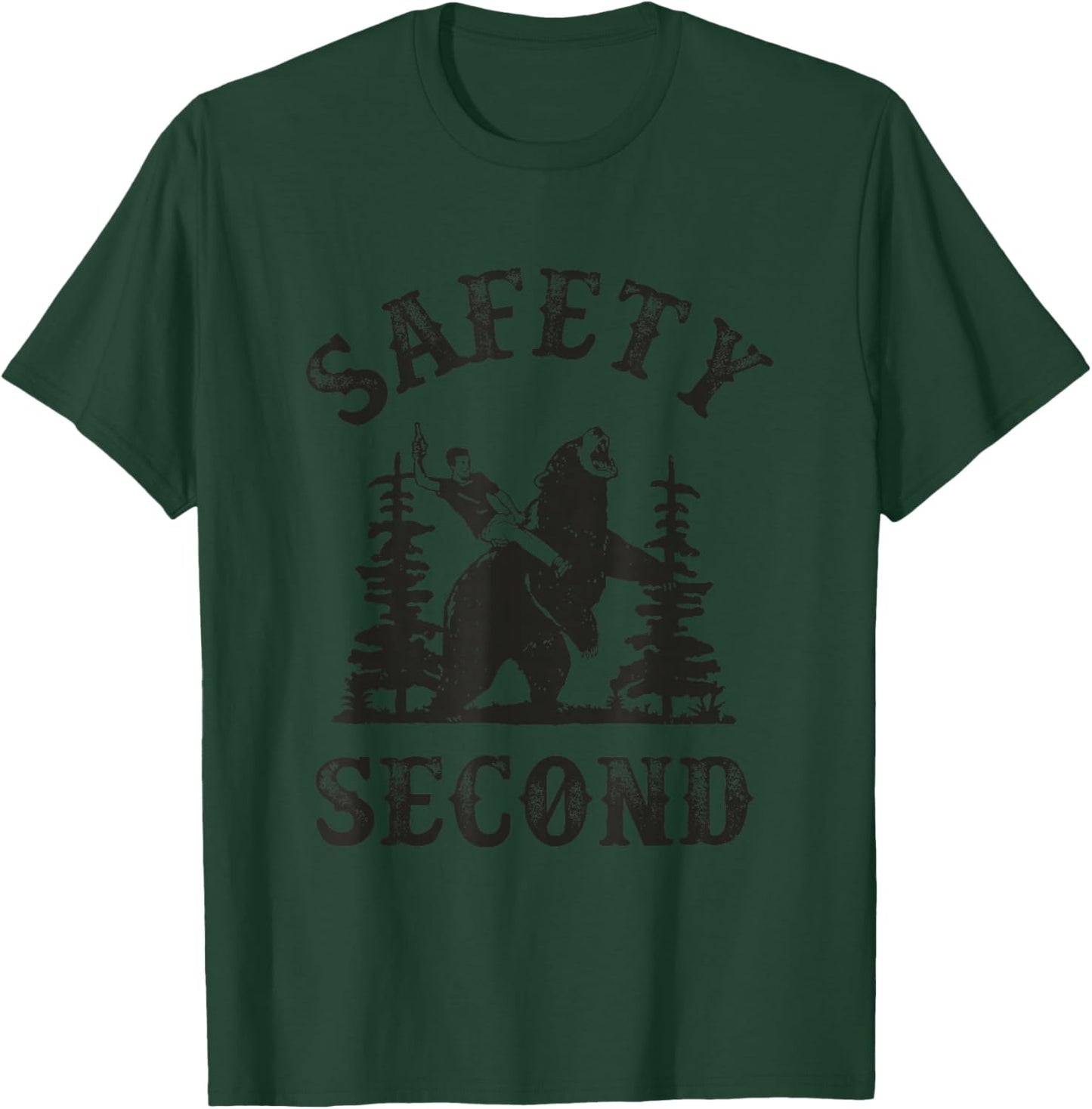 Safety Second Funny Cowboy Riding Bear Sarcastic Safety T-Shirt - T-Shirt | Forest
