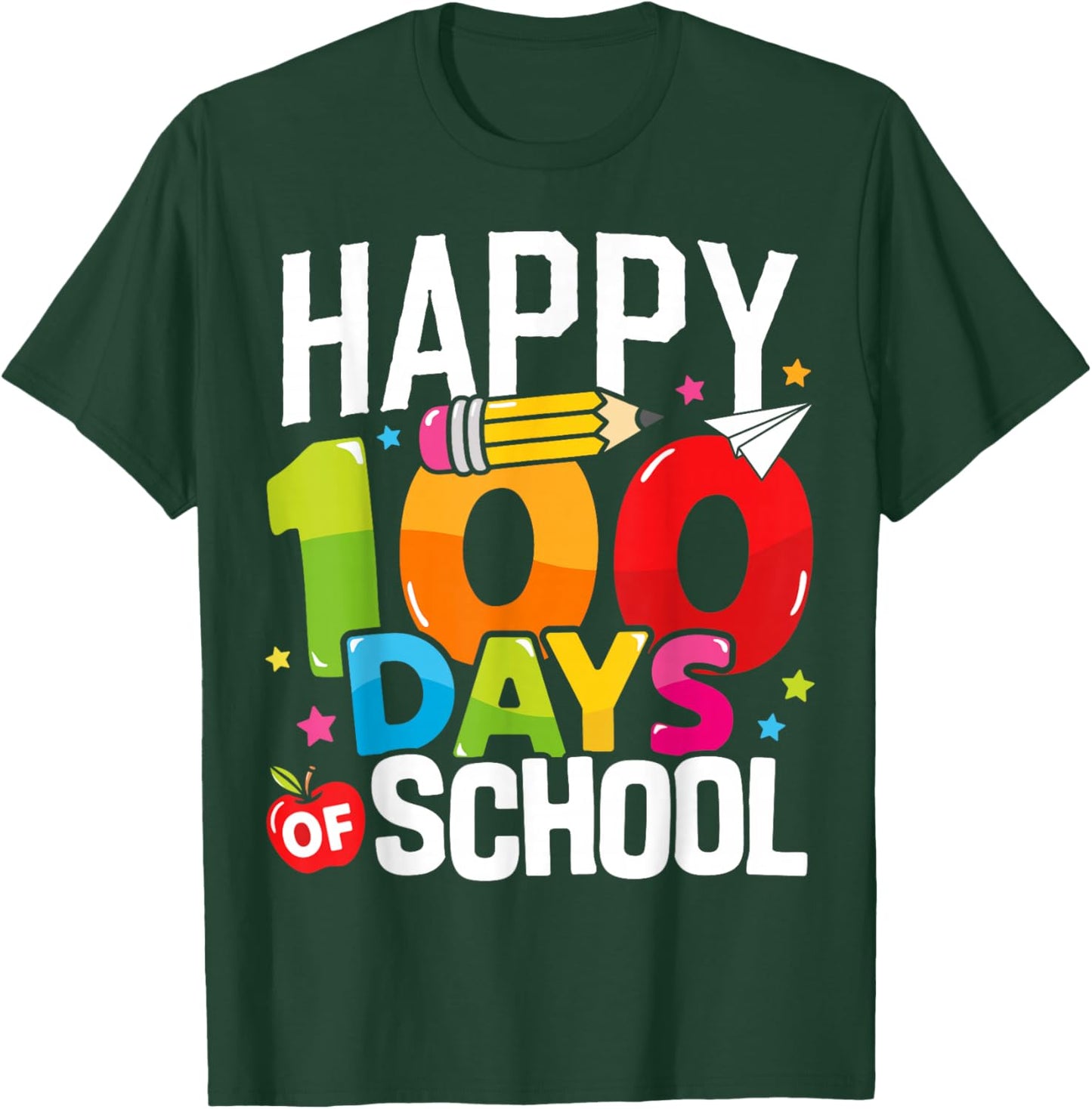 Happy 100 Days of School Teacher 100th Day of School Kids T-Shirt - T-Shirt | Forest