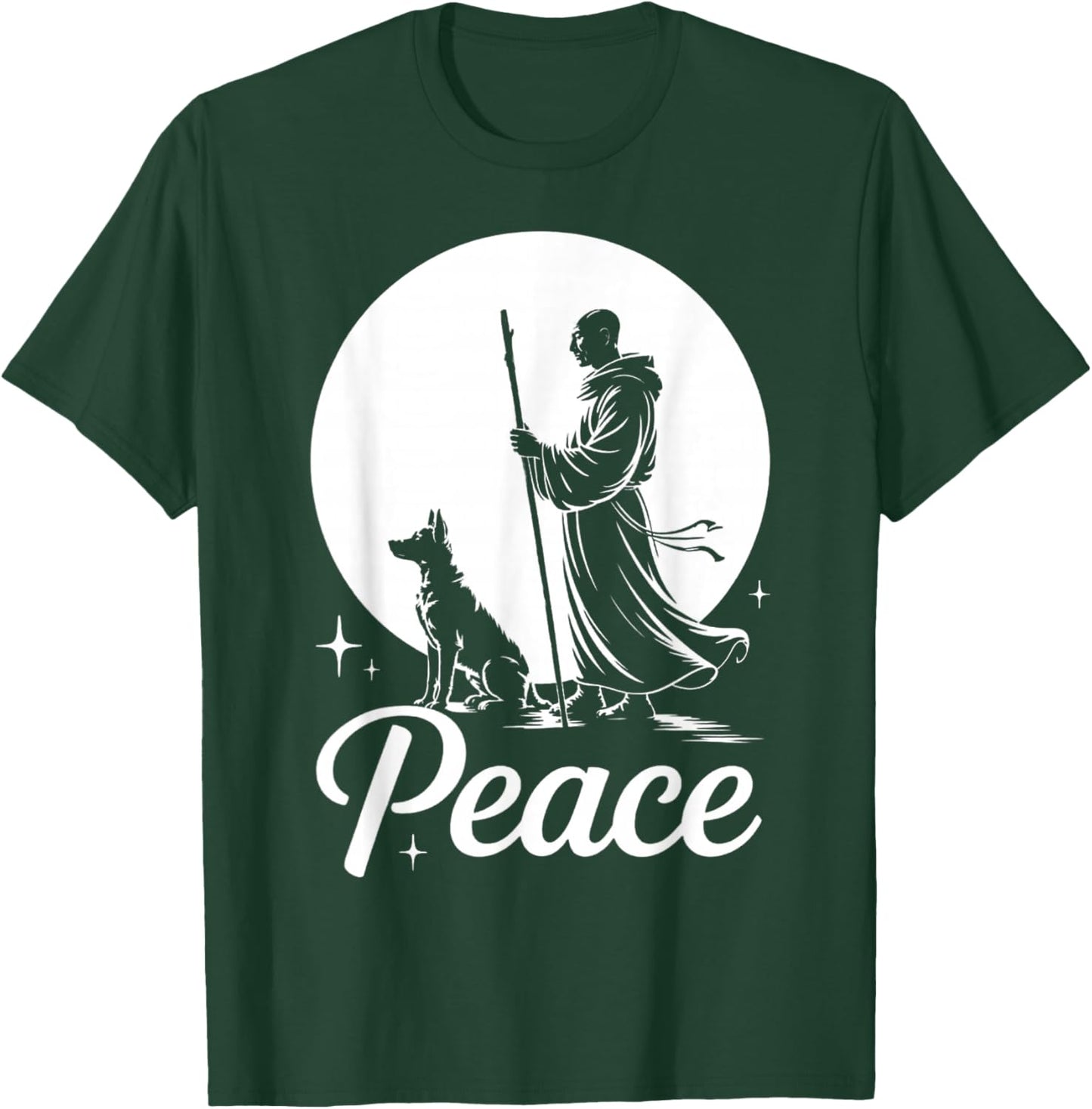 Fun Walk for Peace Calm Monks with Dog Meditation Dogs Lover T-Shirt - T-Shirt | Forest