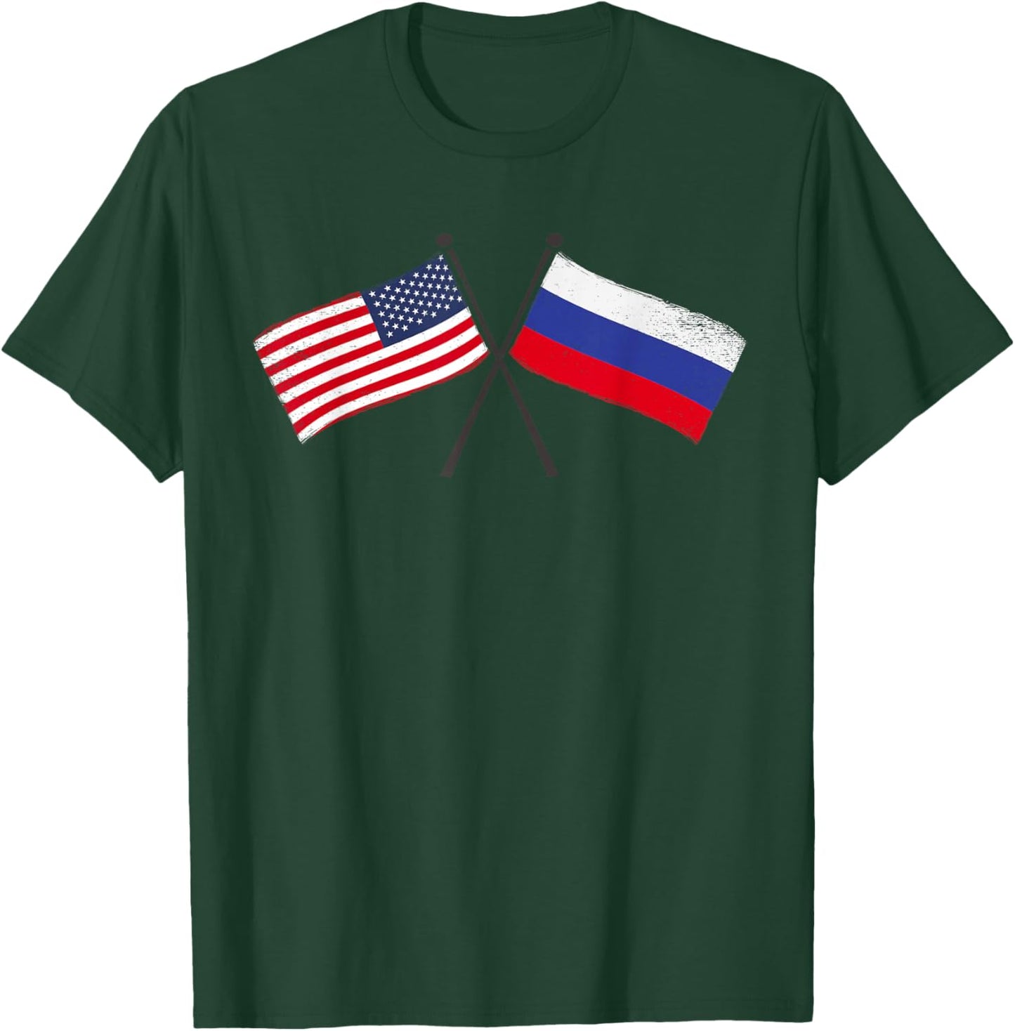 USA Russia Crossed Flags American Russian Friendship T-Shirt - T-Shirt | Forest