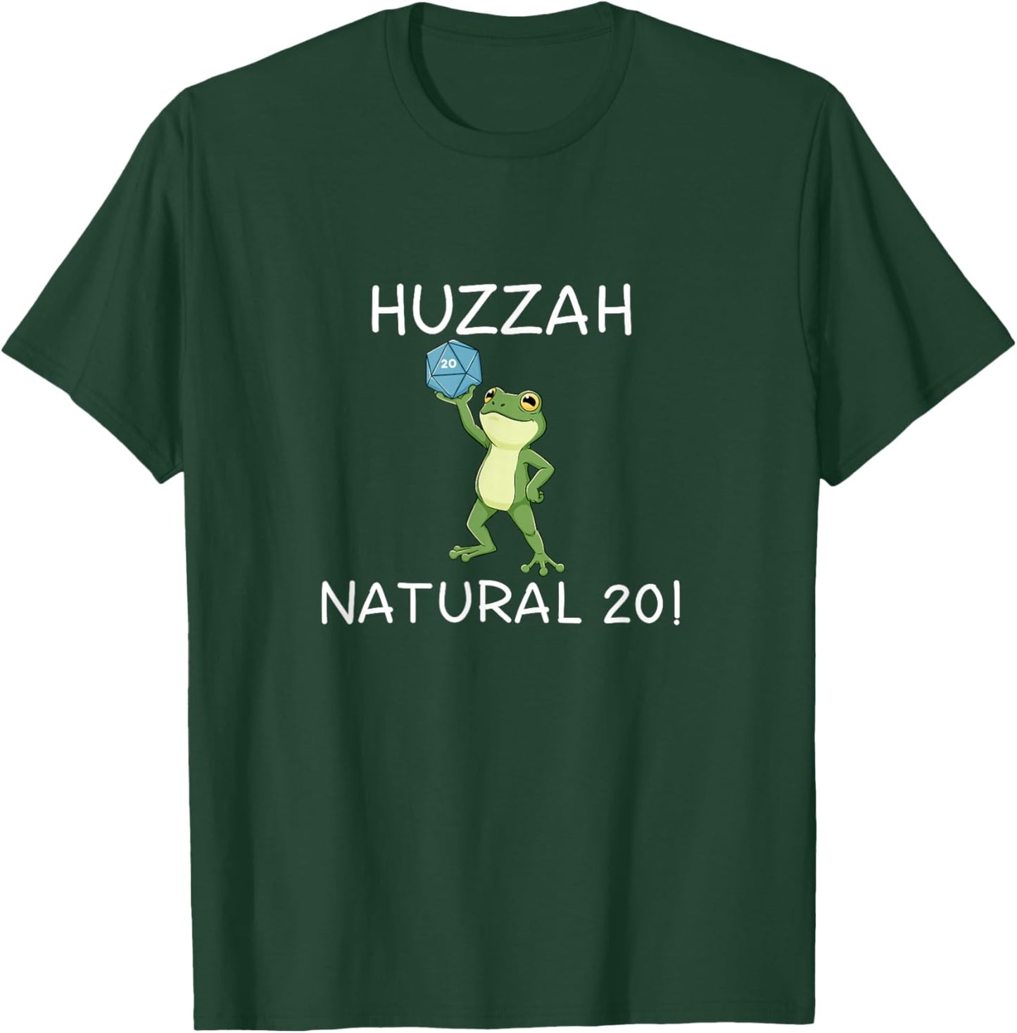 Funny RPG Gamer Frog Knight Saying Huzzah Natural 20 T-Shirt - T-Shirt | Forest