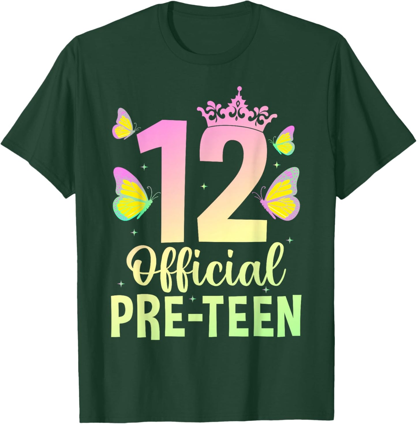 12 Official Pre-Teen Birthday Girl Crown 12th Birthday Party T-Shirt - T-Shirt | Forest