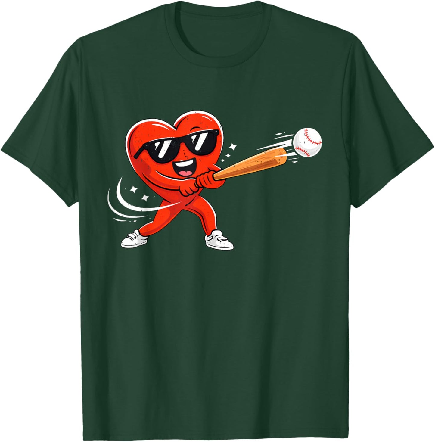 Valentine Baseball Heart Sport Valentines Day Men Boys Kids T-Shirt - T-Shirt | Forest