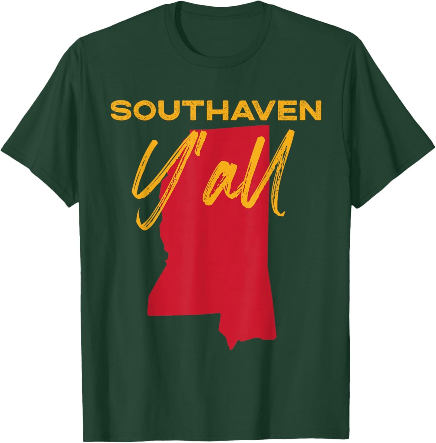 Southaven Mississippi Y'all MS Pride State Map Cute T-Shirt - T-Shirt | Forest
