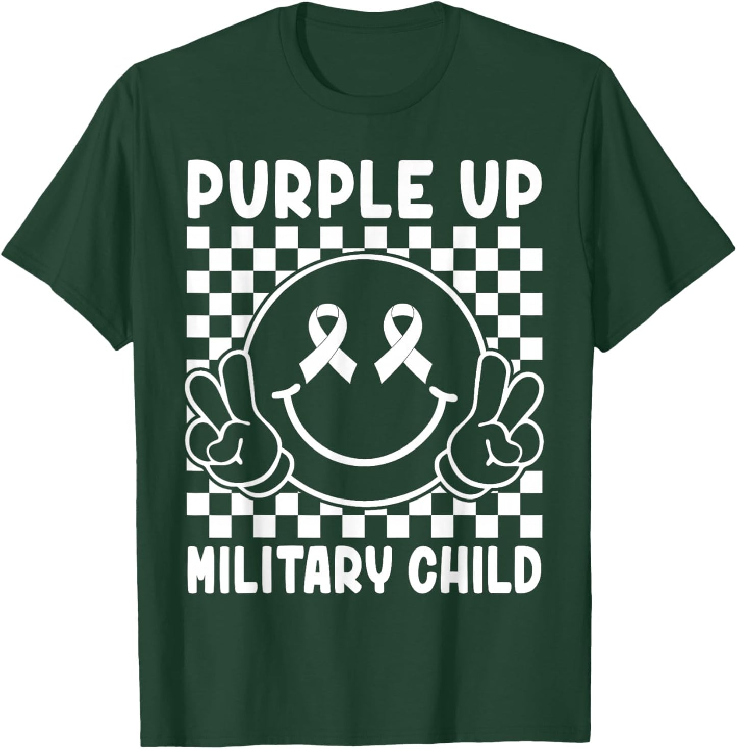 Purple Up for Military Kids Groovy Military Child Month T-Shirt - T-Shirt | Forest