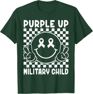 Purple Up for Military Kids Groovy Military Child Month T-Shirt - T-Shirt | Forest