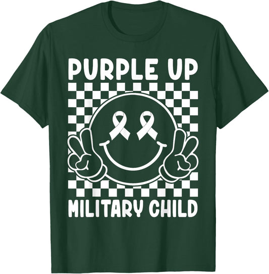 Purple Up for Military Kids Groovy Military Child Month T-Shirt - T-Shirt | Forest