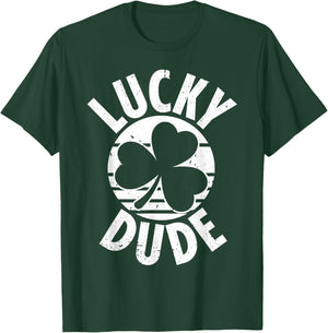 Funny St Patricks Day Lucky Dude Shamrock Boys Kids T-Shirt - T-Shirt | Forest
