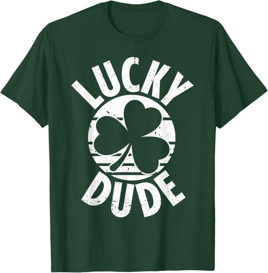 Funny St Patricks Day Lucky Dude Shamrock Boys Kids T-Shirt - T-Shirt | Forest