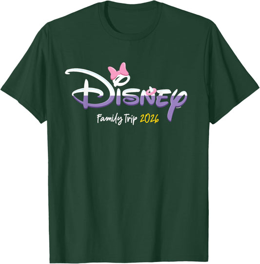 Disney Daisy Duck Script Logo Family Trip 2026 Vacation T-Shirt - T-Shirt | Forest