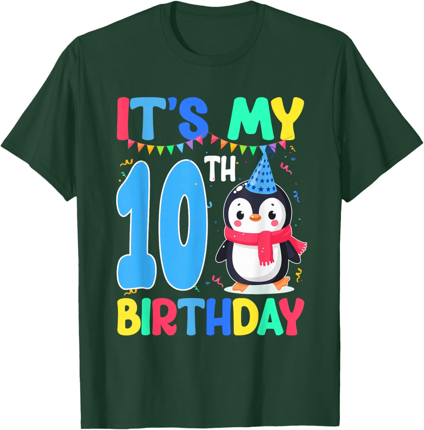 10 Year Old Birthday Penguin Themed It's My 10th Birthday T-Shirt - T-Shirt | Forest