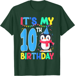 10 Year Old Birthday Penguin Themed It's My 10th Birthday T-Shirt - T-Shirt | Forest