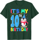 10 Year Old Birthday Penguin Themed It's My 10th Birthday T-Shirt - T-Shirt | Forest